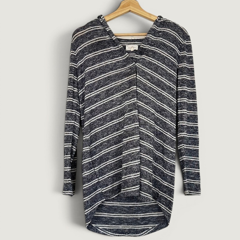 Lou & Gray striped hoodie soft cotton knit minimalist coastal casual loungewear